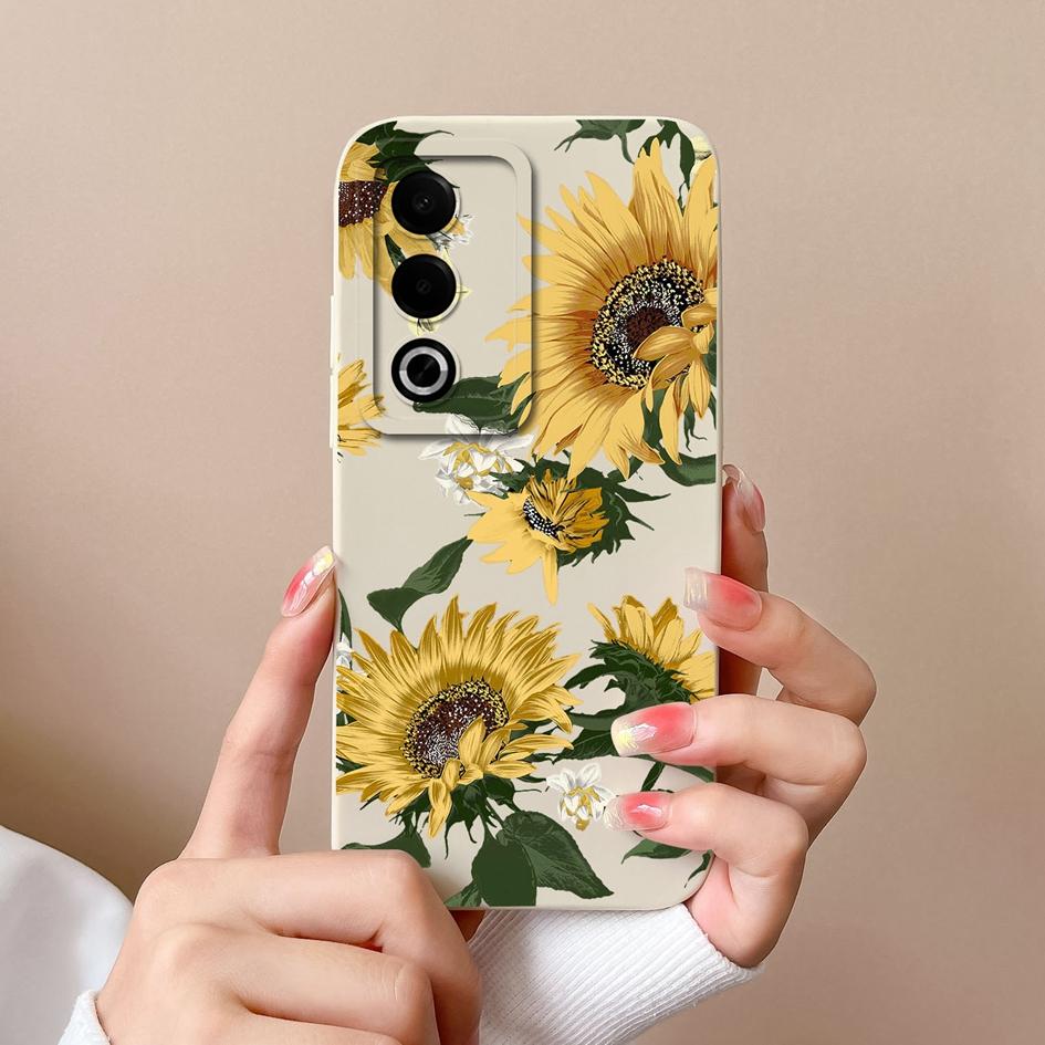 Новый чехол для OPPO A3X A3 Pro Realme 12 13 Plus C63 Pretty Sunflowers Защитная пленка для экрана Матовый жидкий силиконовый защитный чехол для OPPO Чехлы с противоскользящими свойствами