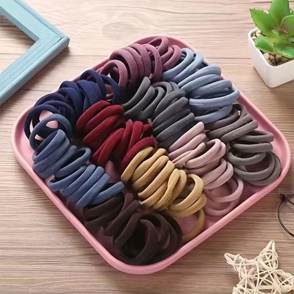 High Elasticity Ponytail Holders Basic Rubber Bands Nylon Elastic Hair Ties for Women and Girls