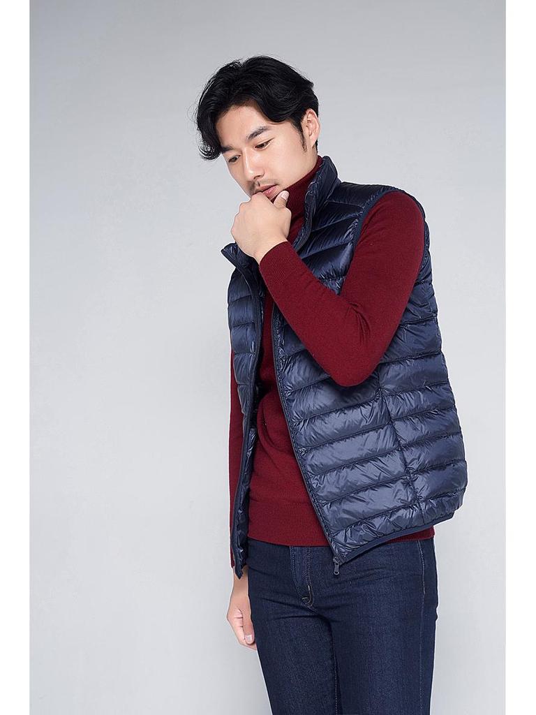 Мужской ультратонкий пуховый жилет - Большой размер, Легкий и Универсальный, на молнии