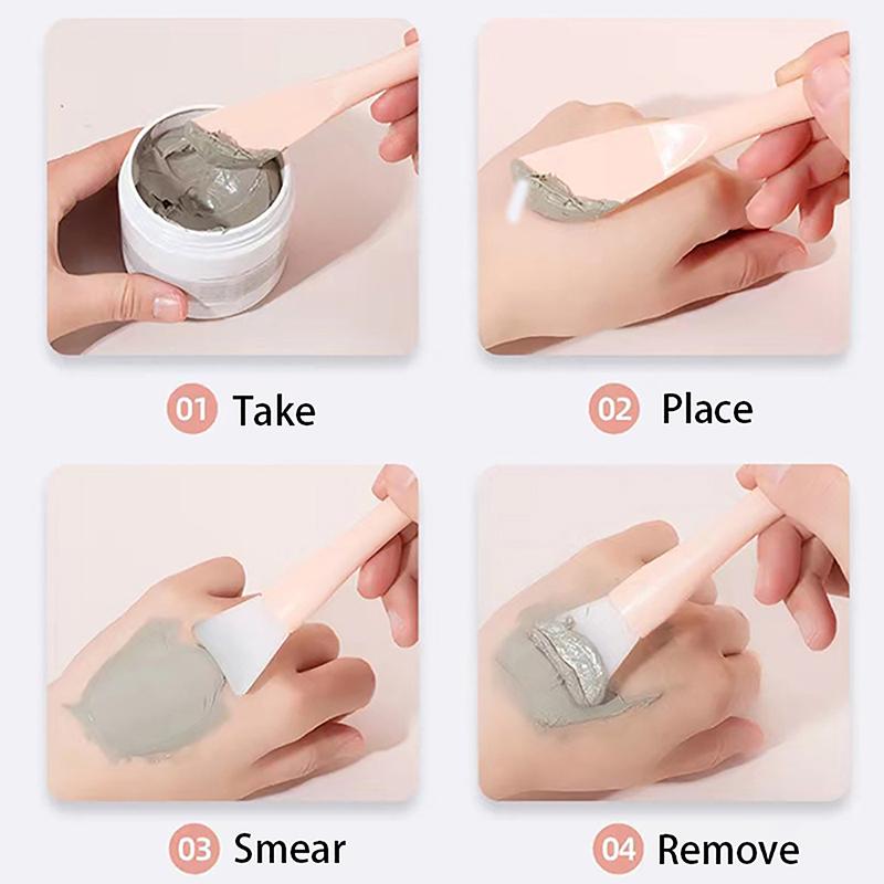 Двойная силиконовая щетка для маски для лица с мягкой головкой и скребком, встроенная палочка для размешивания грязевой пленки двойного назначения, инструмент для самостоятельного нанесения косметической пленки