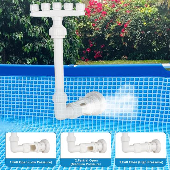 Solar Pool Fountain Adjustable Fountain with 7 Color LED Lights Universal RGB Color Changing Waterfall Light with Remote Control