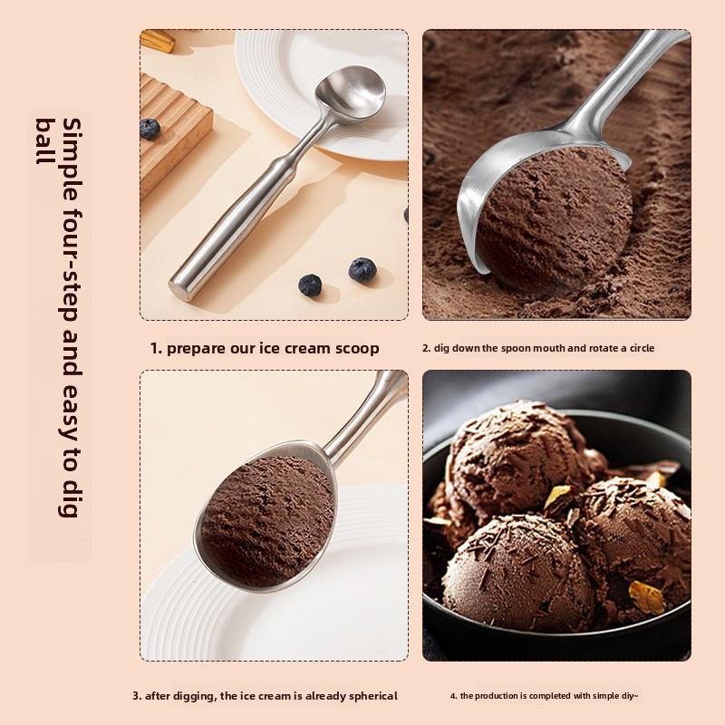 Stainless steel ice cream spoon, ice cream magic tool, self-melting long-handled ice cream spoon, fruit scoop ball