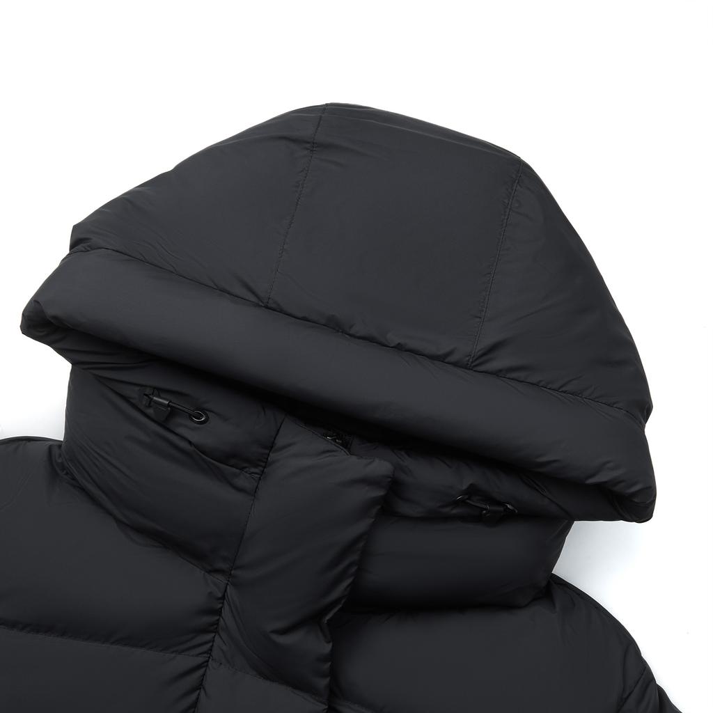 Li Ning Hot Pot Down Series свободная однотонная куртка с капюшоном, устойчивая к холоду, универсальная, длинная, женская верхняя одежда, черный цвет AYMU232-4