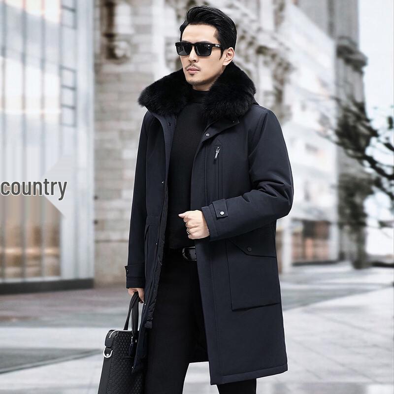 Men's Thickened Mid-Length Down Jacket for Middle-Aged and Elderly