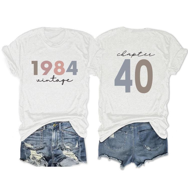 Summer O Neck Tshirt 1984 vintage chapter 40 Print loose trend short sleeve top