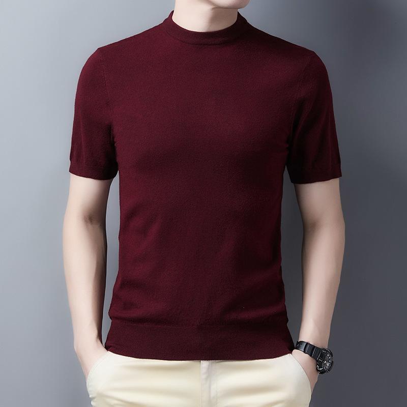 Autumn and Winter Men's Short-sleeved Cardigan, Fashionable Casual Pullover, Versatile Round Neck Bottoming Sweater, Men's Sweater