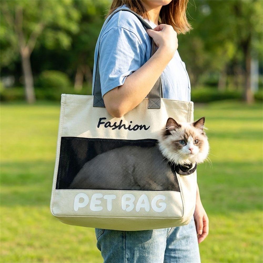 Soft Breathable Pet Tote Bag Large Capacity Cat Shoulder Bag Portable Pet Bag Daily Walking