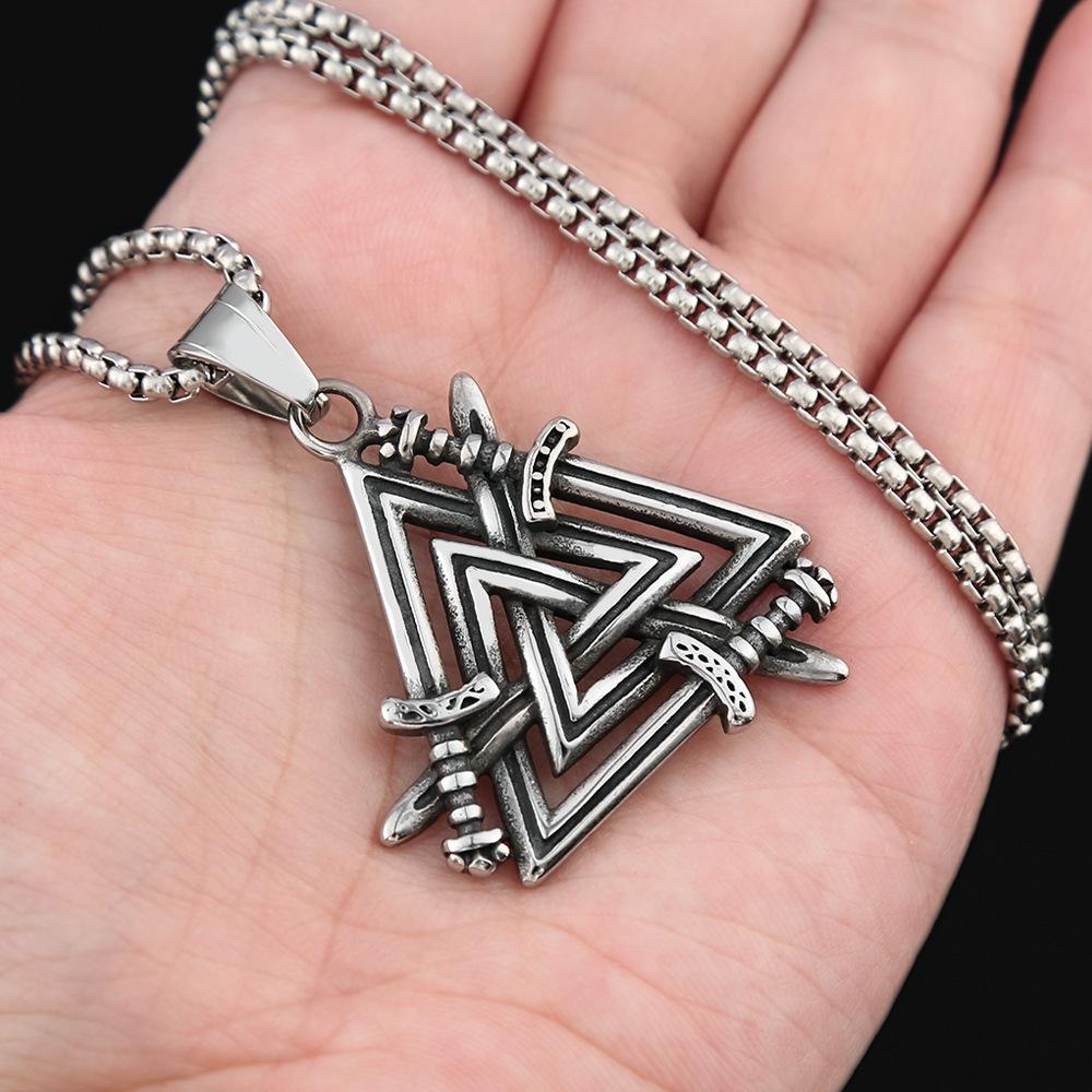 Titanium Steel Triangle Pendant Retro Men's Personality Trend Stainless Steel Necklace Jewelry