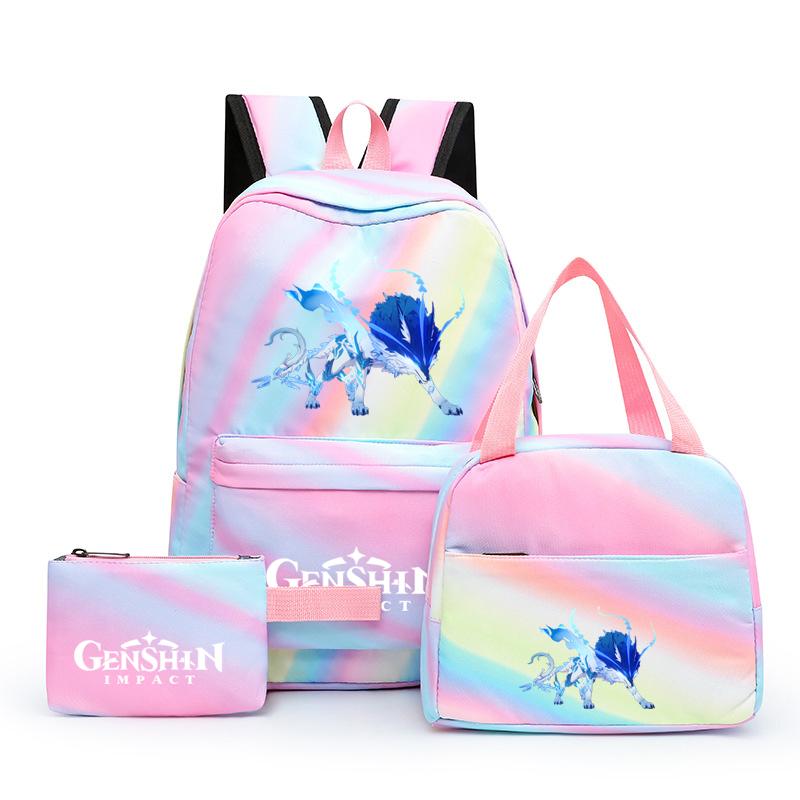 3Pcs/set Anime Girl Backpack Set School Students Kawaii Back To School Backpack Boy Children Lunch Bags Pencil Box