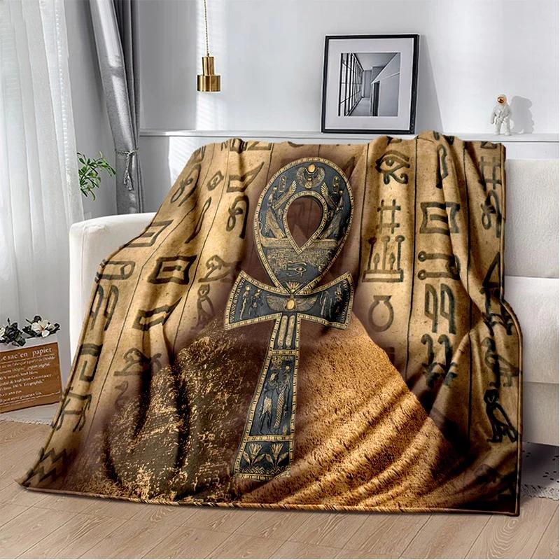 Egypt Blanket Cross Flannel Throw Blanket Soft Cover Lightweight Warm Blankets for Bed Sofa Couch King Queen Size for Teens Man