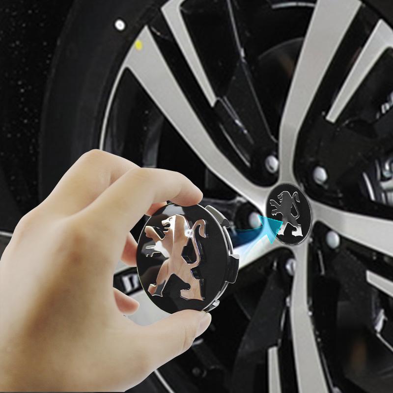 For Peugeot 206 207 208 306 307 308 508 106 107 108 2008 4pcs 60mm Car Styling Wheel Center Cap Hub Covers Badge Accessories