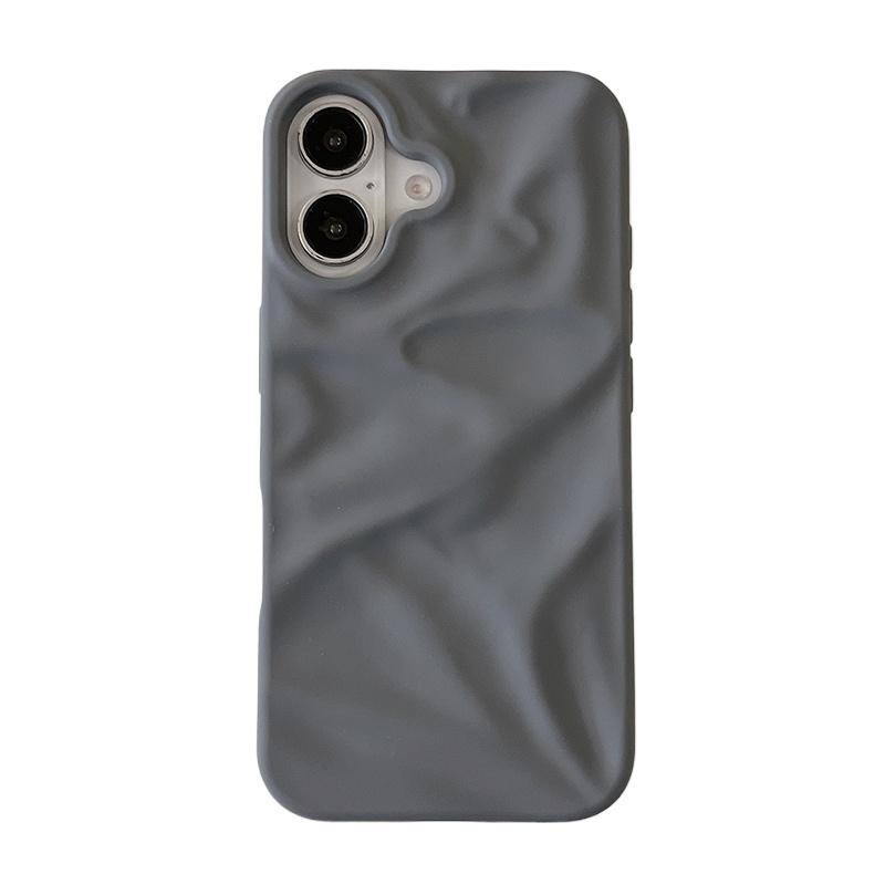 Матовый Чехол для Телефона Candy Color Складная Мятая Текстура Для For Iphone 16 1 14 13 12 11 Pro Max 16 Plus Ударопрочный Мягкий ТПУ Чехол