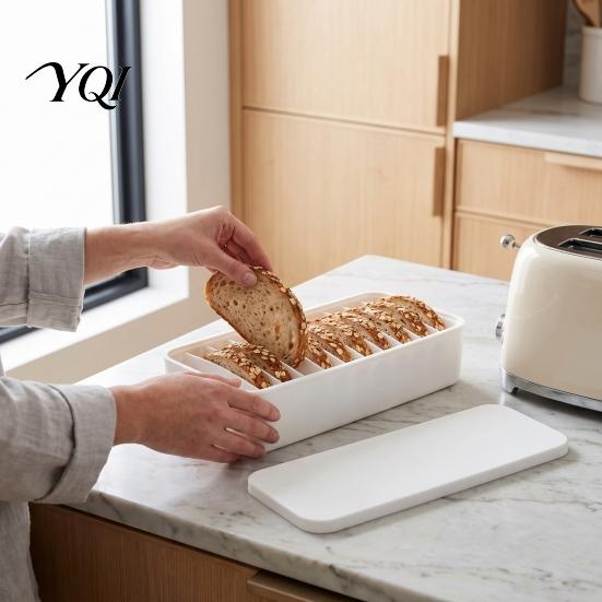 Cafe Bread Slice Display Box 11-Slot Silicone Freezer for Sourdough Storage, Flexible Container with Individual Bakery Storage Solution Compartments
