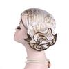 Bronzing Flower Women's Hat Elastic Casual Hair Bonnets African Turban Caps  Four Seasons