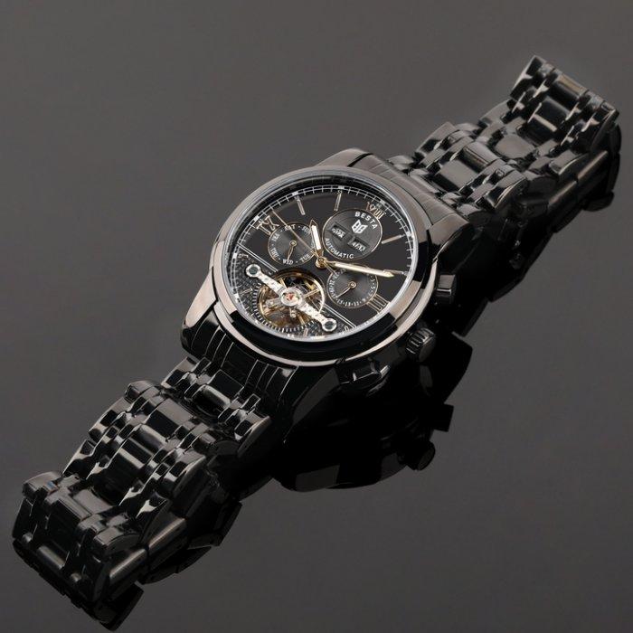 Мужские механические часы Besta Classic Black со стальным браслетом