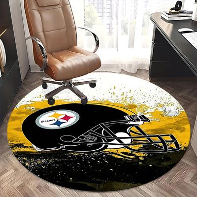 Шлем Pittsburgh Steelers, Кресло с символикой команды NFL, Круглый ковер, Ковер для офиса, Нескользящий, Подходит для декора гостиных, спален.1205427a
