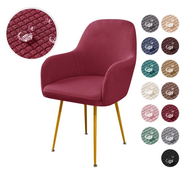 Water Repellent Polar Fleece High Arm Chair Cover Elastic Arc Dining Seat Covers Nordic Solid Color Office Study Chair Slipcover