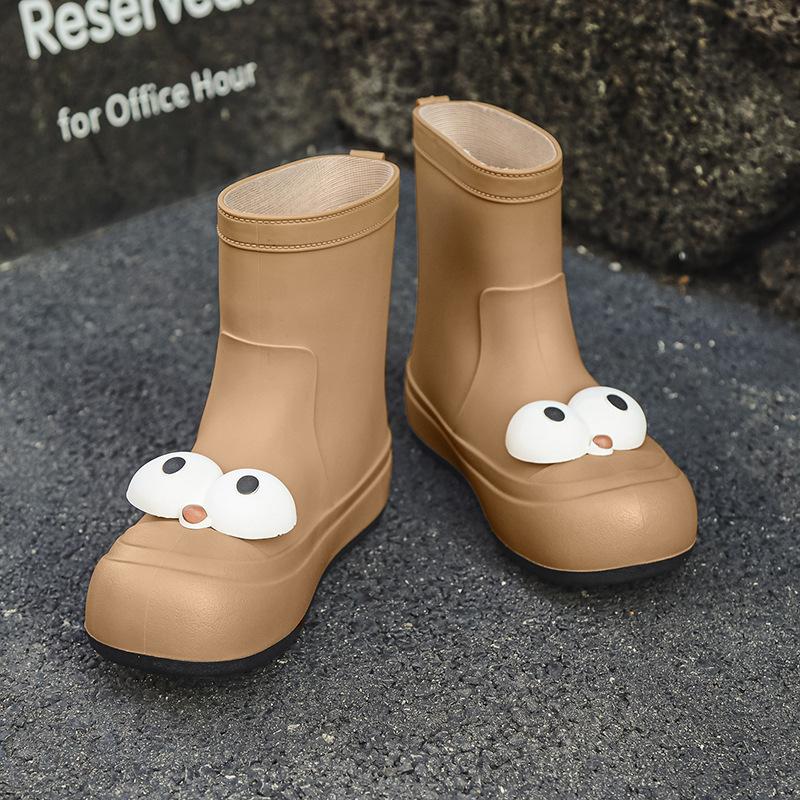 Стильные и симпатичные женские резиновые сапоги средней высоты, резиновые сапоги с рисунком, резиновые сапоги средней высоты, теплые и водонепроницаемые ботинки для взрослых, всесезонная рабочая обувь