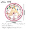 Pastel Pajama Party Decorations Girl, Birthday Banner, Cupcake Toppers, Disposable Table Cloth, Plates and Napkins Pink Watercolor Cute Girls Dino The