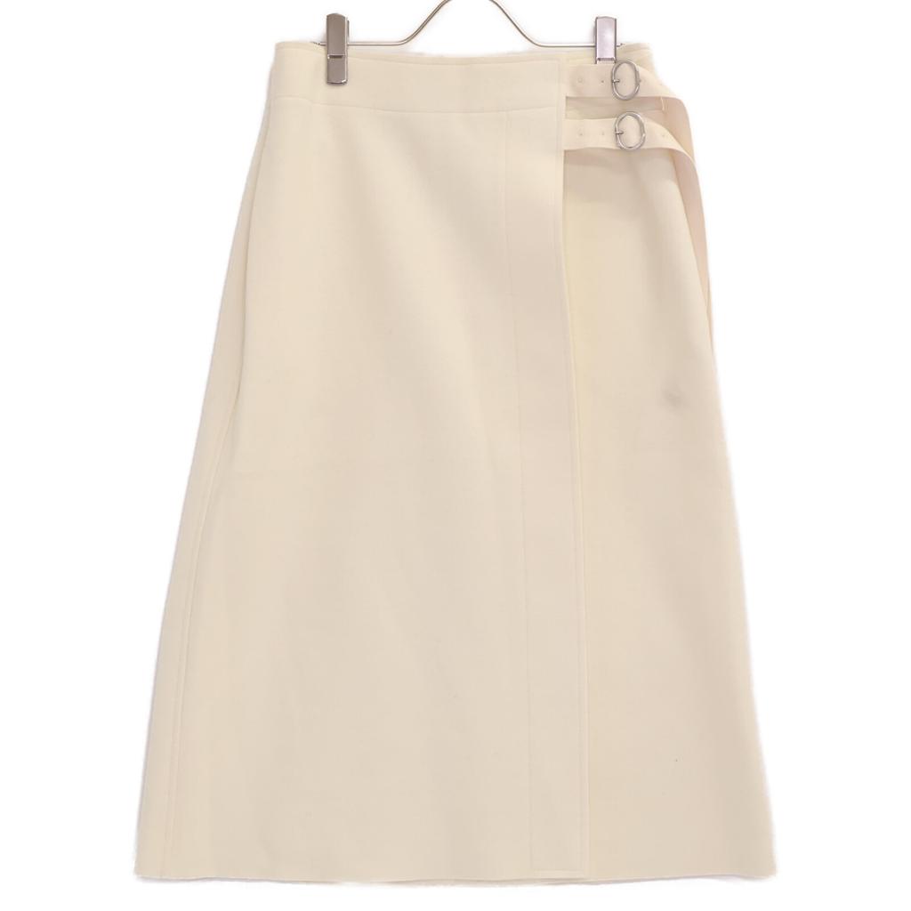 JIL SANDER+ [Good condition/Domestic Regular/24 Year Old] J40MA0157 CANNOLO Buckle Belt Wrap Skirt 32 Off whiteUsed