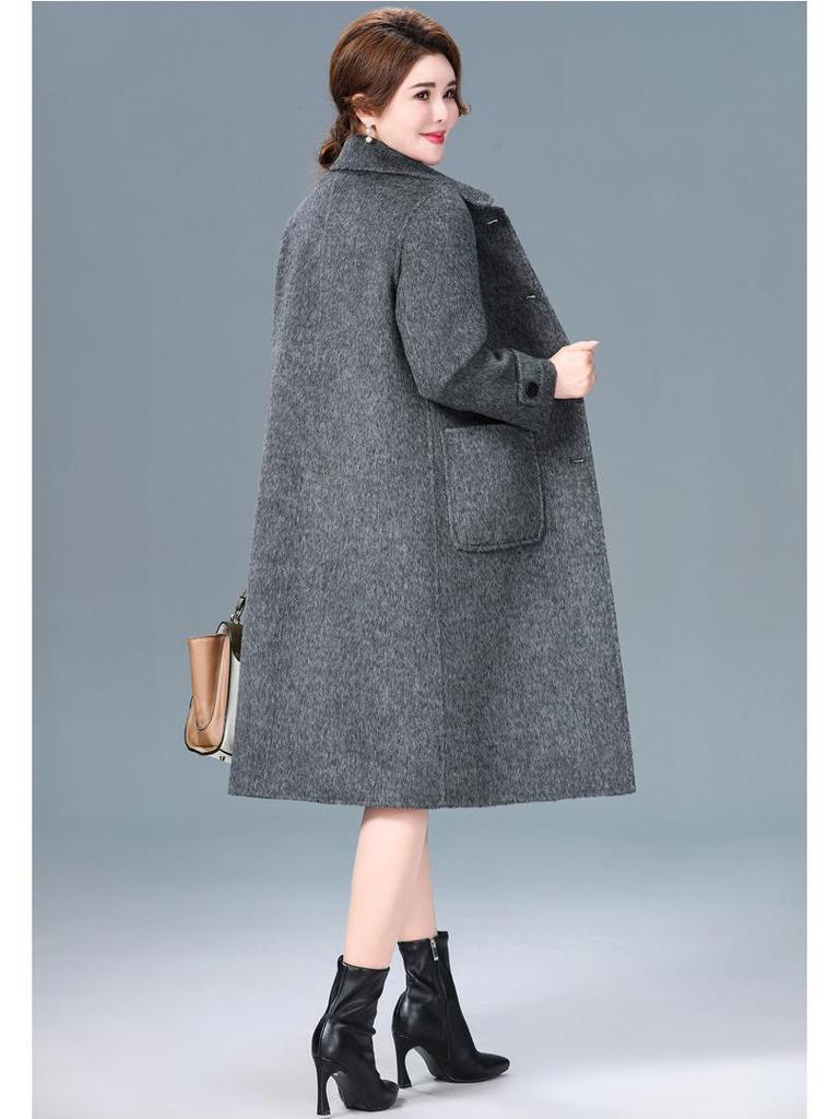 Роскошное двустороннее кашемировое пальто средней длины для женщин - Мода осень/зима Пальто из шерсти яка