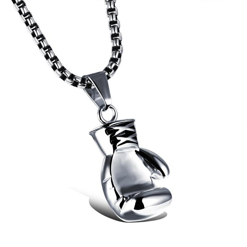 European American Street Hip-hop Stainless Steel Boxing Ring Necklace Personalized Classic Titanium Men's Accessories