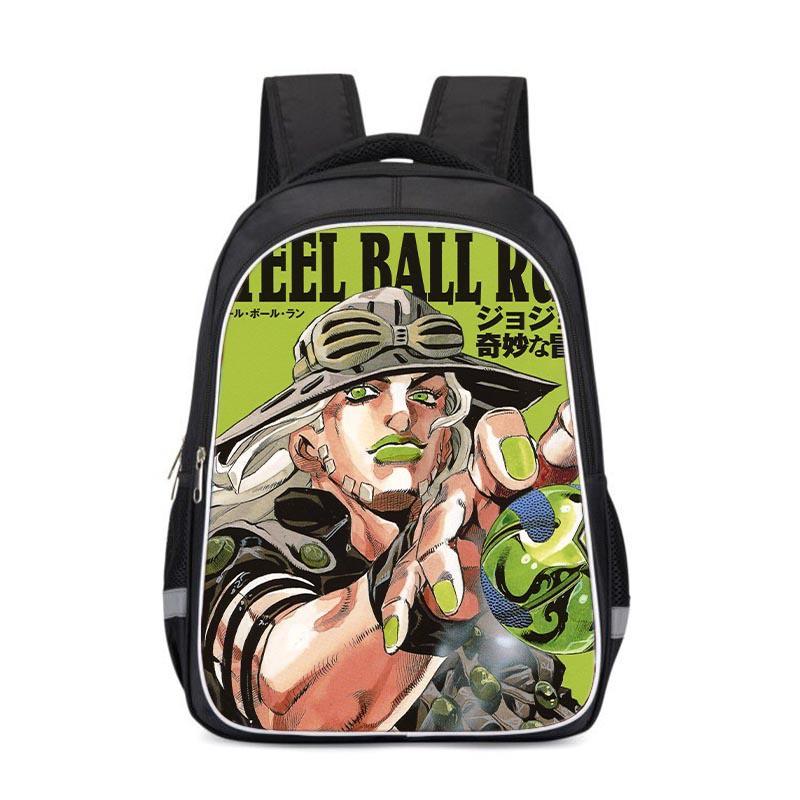 JoJos Bizarre Adventure Kids School Backpack Cartoon Anime Bag Boys Girls 3-4 Grade Lightweight Ergonomic Oxford Fabric