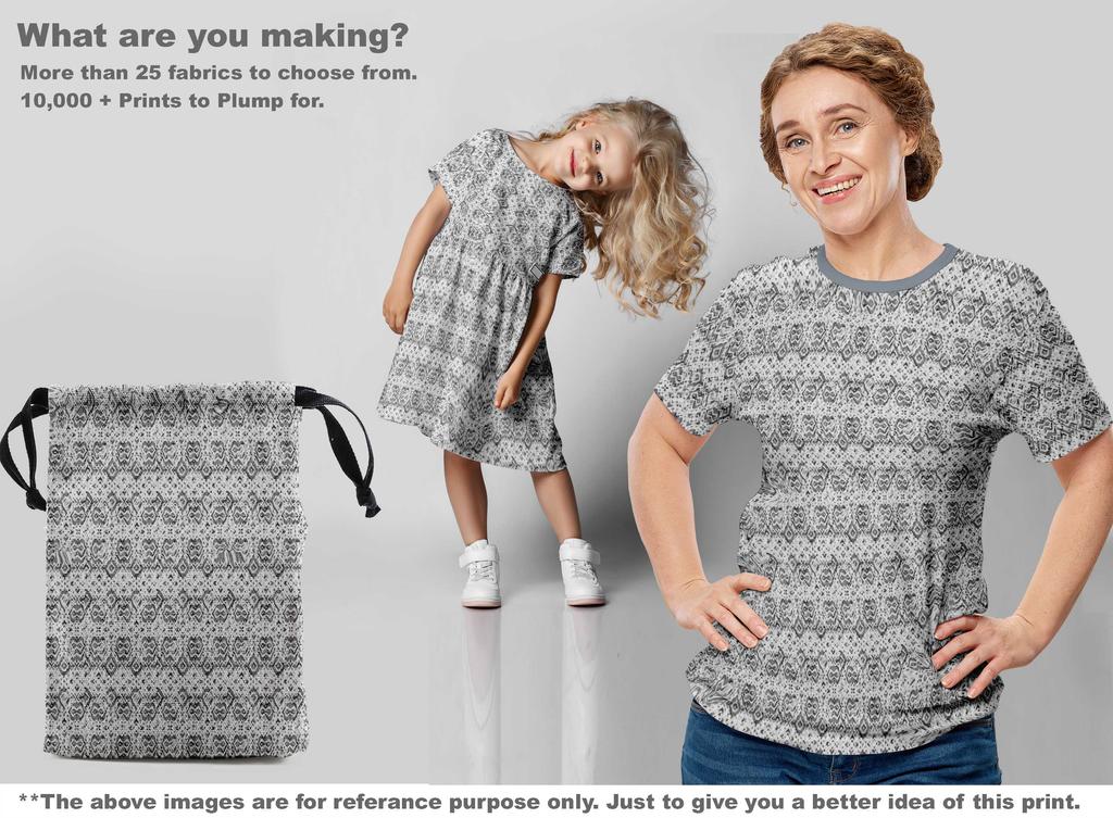 oneOone Cotton Flex Gray Fabric Asian Kilim Sewing Material Print Fabric By The Yard 40 Inch