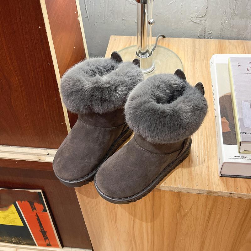 Зимние новые детские зимние сапоги для девочек, плюс бархатные короткие сапоги принцессы для девочек, теплая детская хлопковая обувь для детей