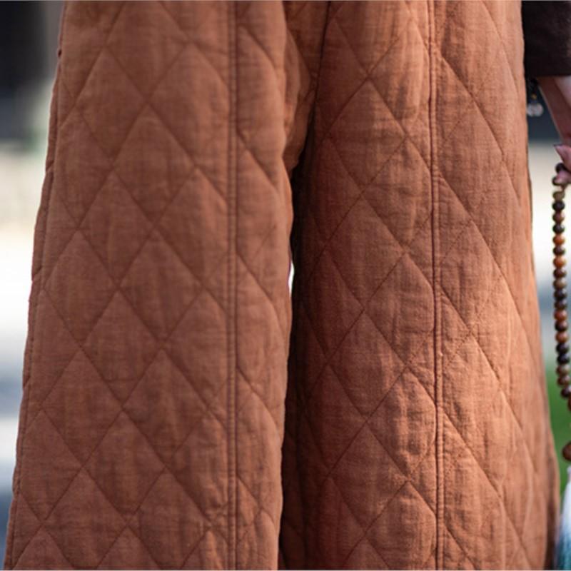 Johnature Женские винтажные панталоны Зимние брюки с эластичной талией Однотонные брюки Теплые свободные брюки