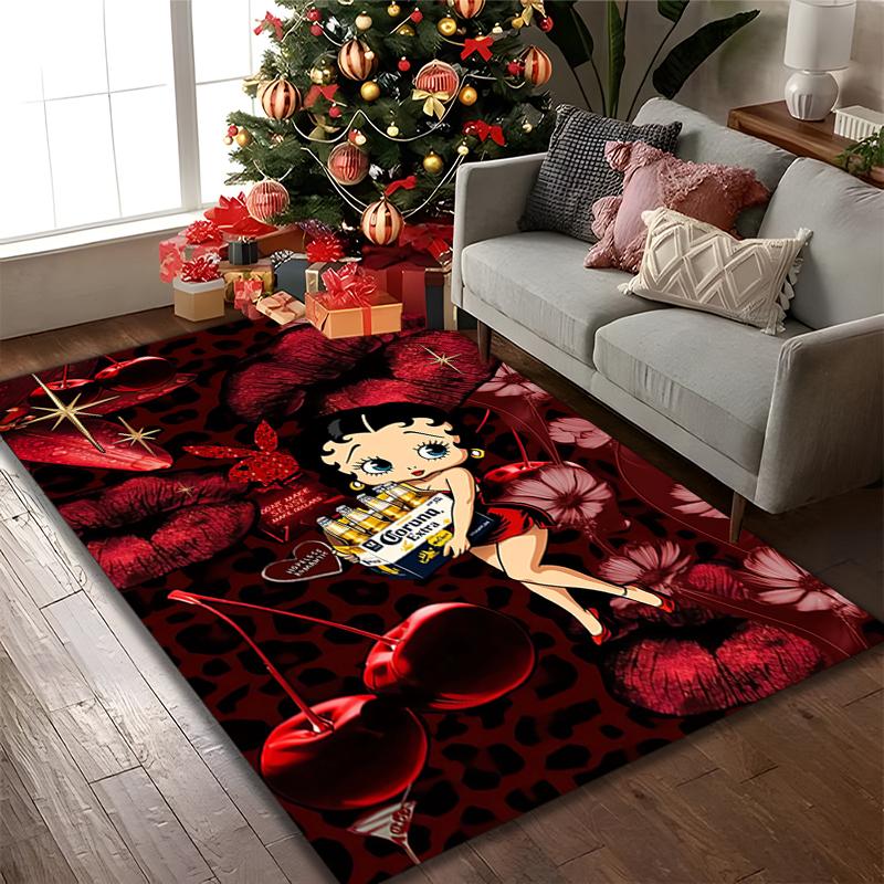 Betty Boop Carpet, Non-slip Office Chair Rug, Digital Print Home Area Rug, Unique Festival Decorations
