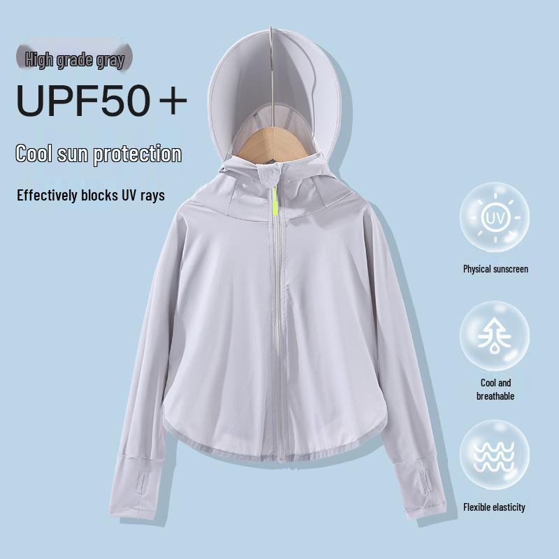 Детская летняя куртка с капюшоном UPF50+ для защиты от солнца - Легкая, дышащая, УФ-защита, ткань из ледяного шелка