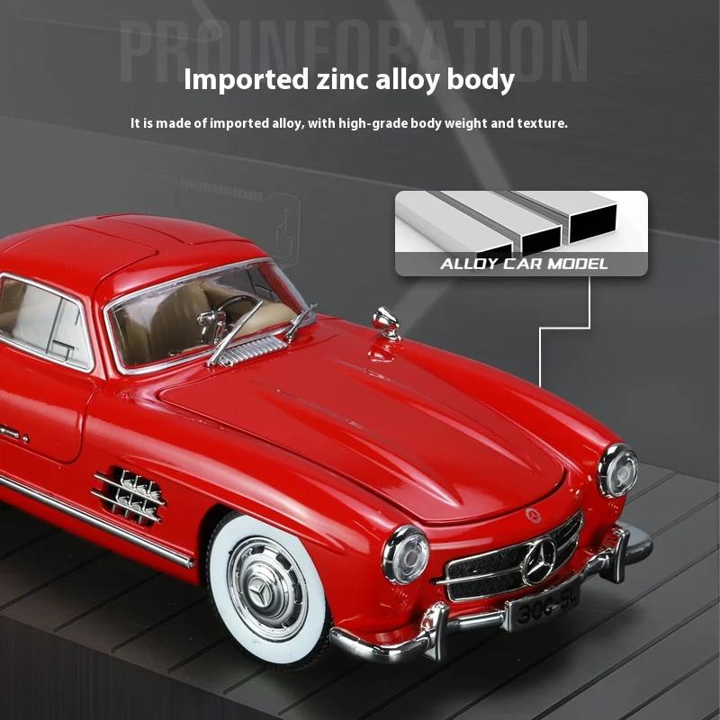 1/24 Mercedes-Benz 300SL 1936 Классическая машина Литая модель автомобиля Звук Свет Детские игрушки Коллекционные предметы Хобби Подарки на день рождения