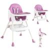K IKIDO Chaise Haute Bébé, Chaise Bébé Pliable Avec Plateau Repas Amovible Rehausseur 2 En 1 Table À Manger Pour Enfants - Violet