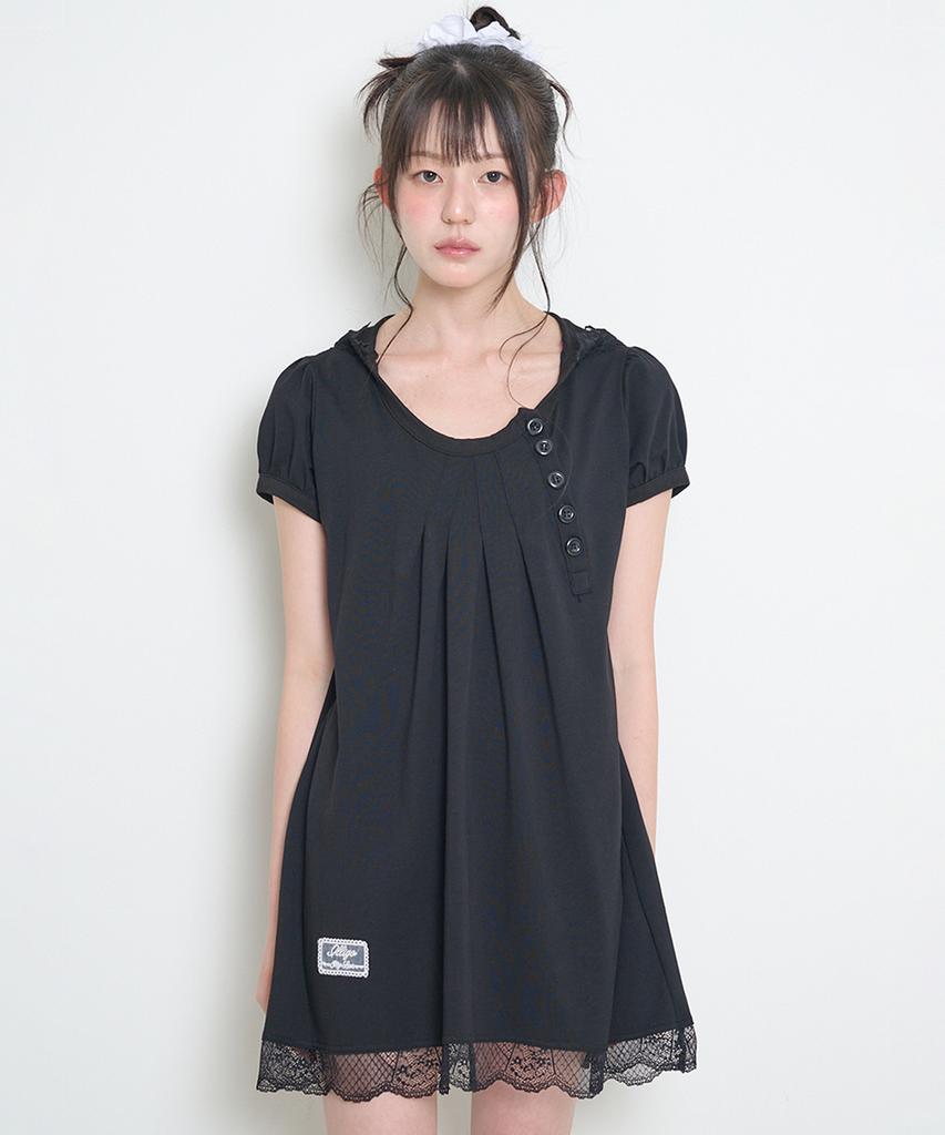 Iligo Lace Hoodie Dress Black