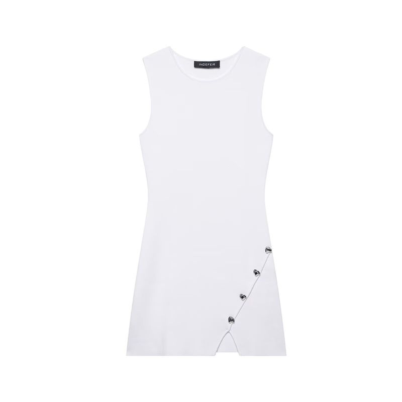 Kaslead New Women Clothes Western Style Irregular Decorated Row Button Knitted Dress 9598102 300