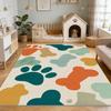 Large Dog Paw Print Area Rug Beige Pet Carpet for Living Room Boho Nursery Mat Puppy Gift Waterproof Indoor Decor