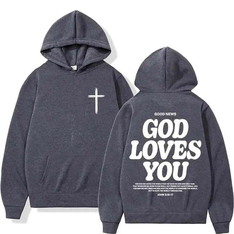 God Loves You Hooded Men's/Women's Autumn/Winter Retro Streetwear Y2K Harajuku Casual Outdoor Fitness Hiking Pullover Hooded
