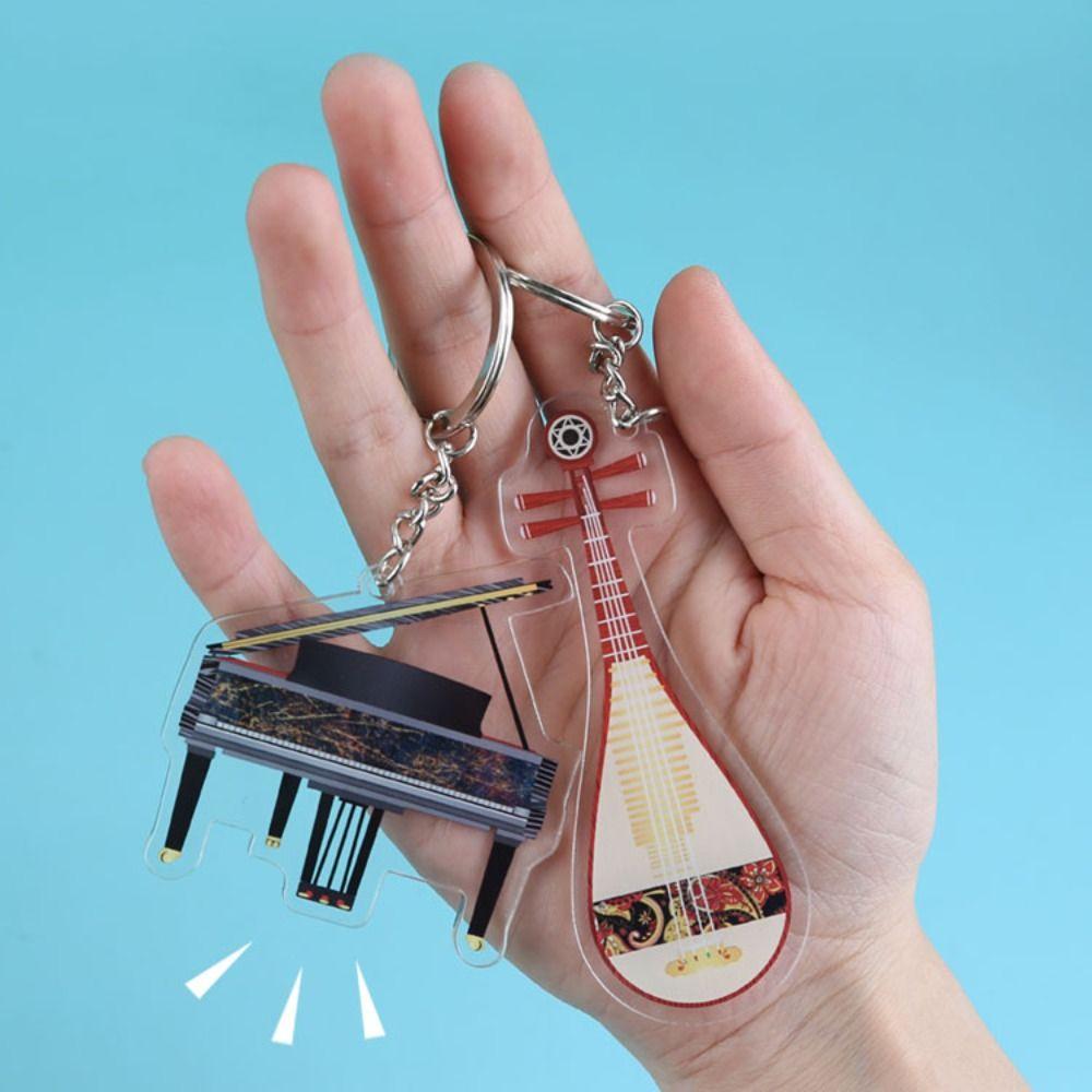 Cello Guitar Acrylic Keychain VIOLIN Electric Guitar Model Keyring Bag Pendant