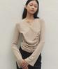MAKE A TOAST Draped Shirred Top Beige Mbdfto006Be