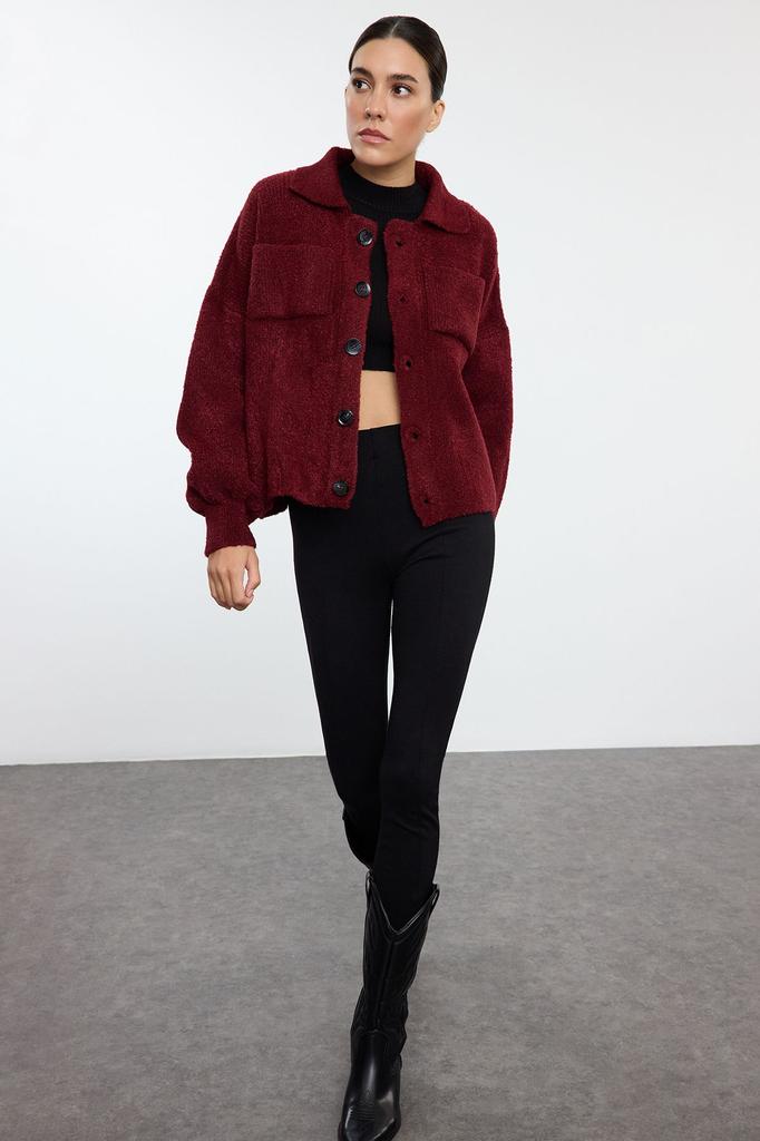 Women's Fashionable Stylish Cardigan Navy Blue Soft Textured Coat Look Knitwear Cardigan