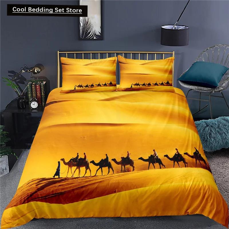 3D Desert Camel Пододеяльник King Queen Size Коричневый Комплект постельного белья с изображением животных для детей, подростков и взрослых Милая дикая природа Мягкий полиэстеровый пододеяльник