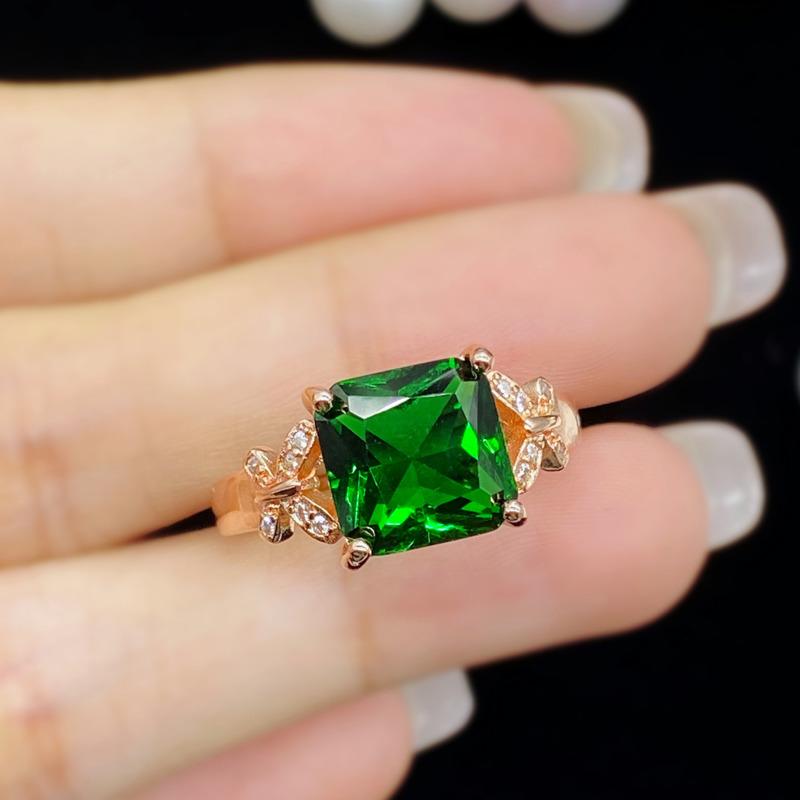 BELLA BOX Новая мода темперамент бабочка принцесса квадратная зеленая форма открывающиеся кольца для женщин циркон помолвка ювелирные изделия подарок