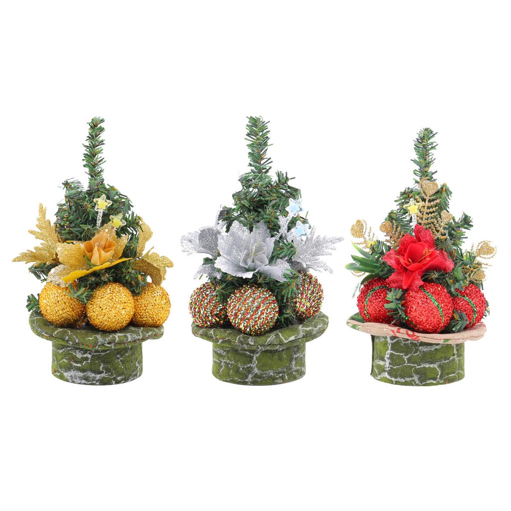 New Mini Christmas Ball Pine Needle Tree Ornament Christmas Desktop Simulation Christmas Tree Decorations Small Gifts