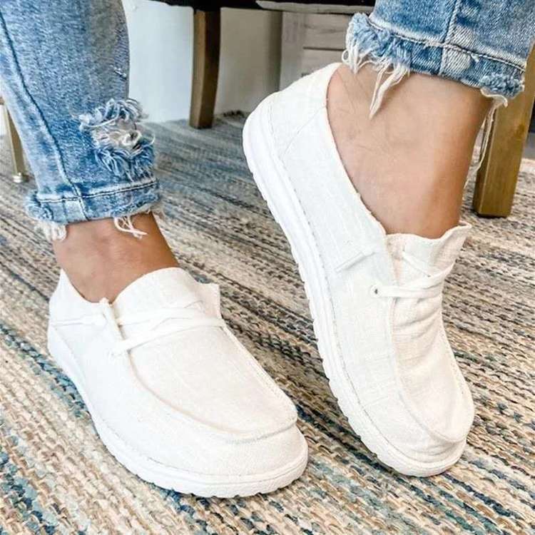 Women's Casual Single Shoes Lace Up Loafer Shoes Casual Canvas Lightweight Slip On Shoes Women's Outdoor Footwear for All Seasons