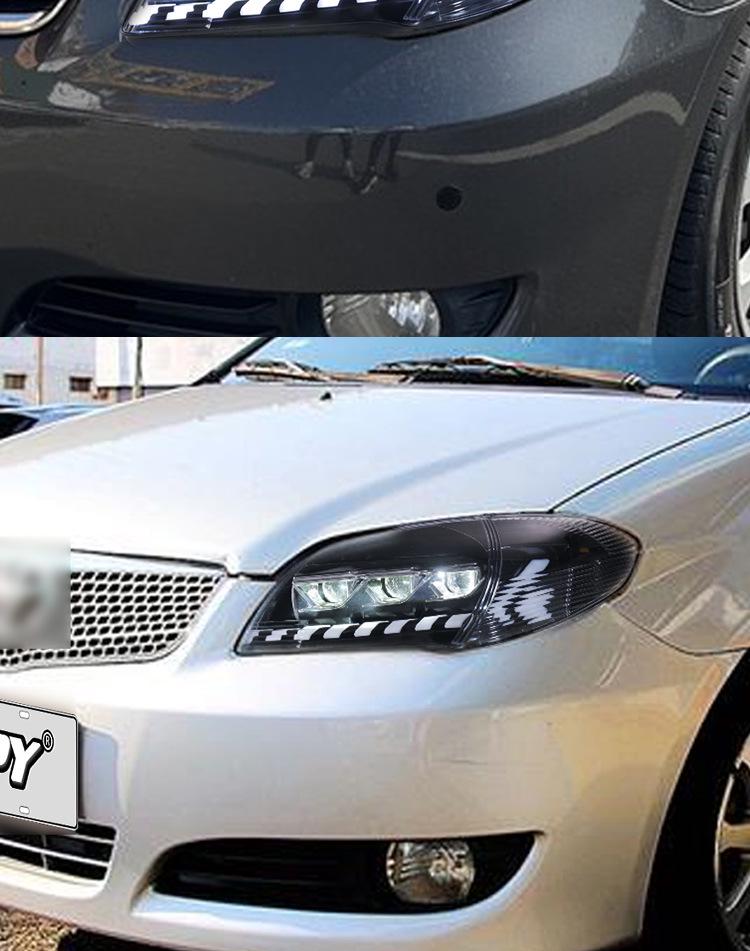 Светодиодные проекторные фары для Toyota Vios 05-07 с дневными ходовыми огнями и динамическими указателями поворота