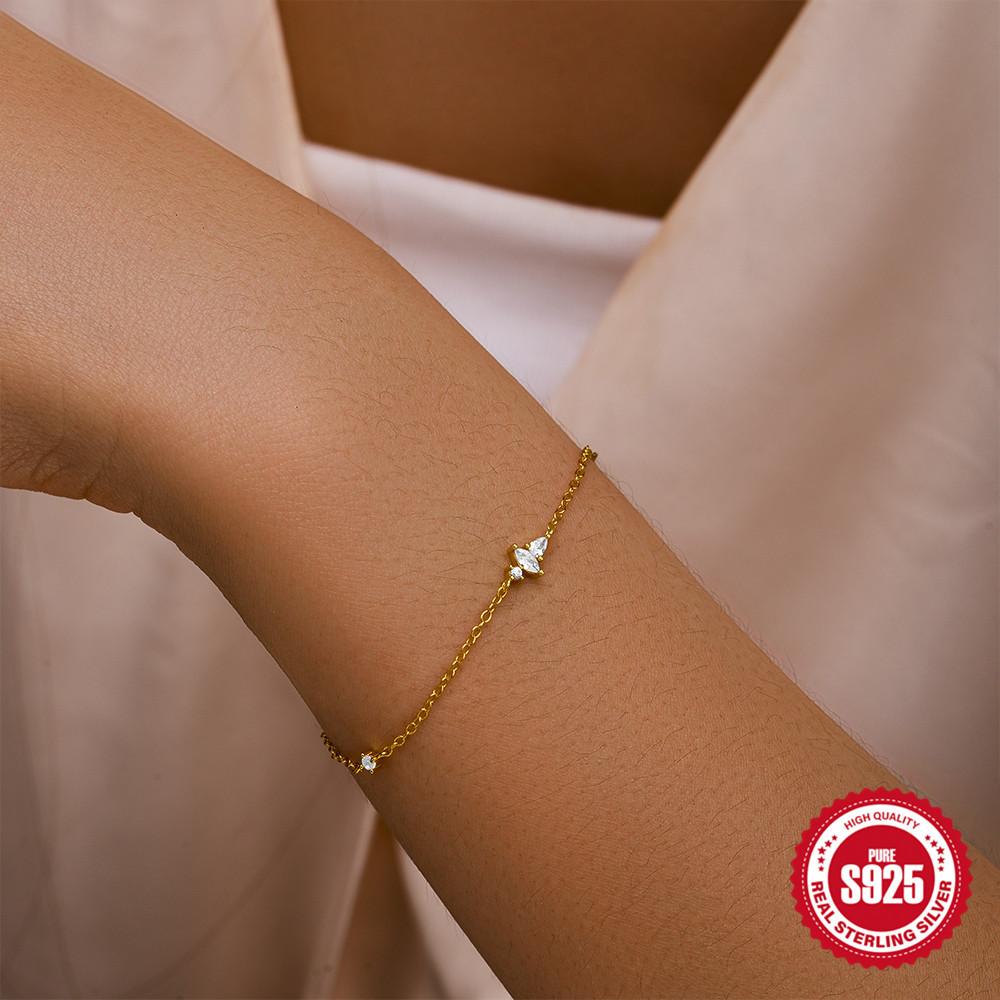 S925 стерлингового серебра циркон инкрустированный повседневный женский браслет темперамент персонализированные нишевые ювелирные изделия высокого класса