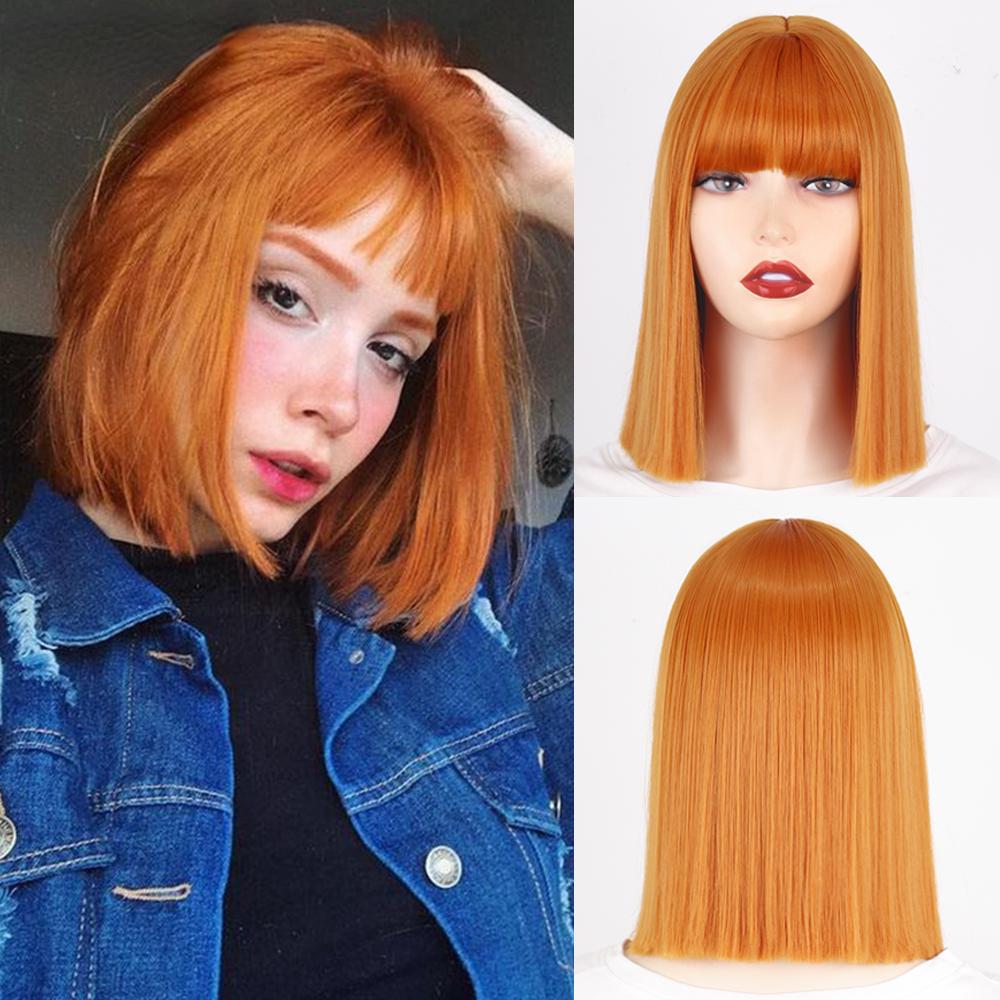 MISS WIG Короткие синтетические парики боб с челкой для женщин, парики блондинки, черные, синие волокна, натуральные волосы для косплея в стиле Лолиты, вечерние, повседневное использование