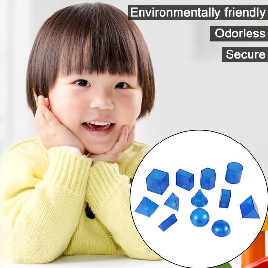 12 шт. 3D куб кубовидной формы, сплошной прозрачный синий цилиндр, геометрический конус, прямоугольная треугольная шестиугольная призма, детский учитель, наука