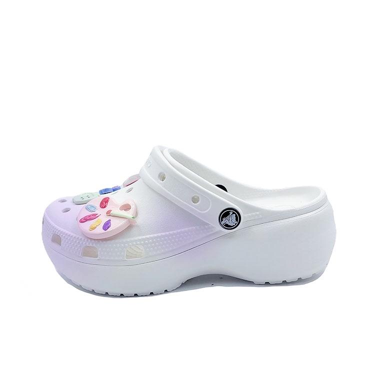 Crocs Classic Platform Lined Clog Childish Purple EVA Hole Shoes Unisex Styles White and Purple